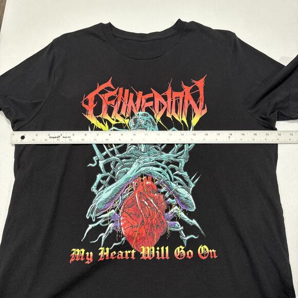 Celine Dion My Heart Will Go On Heavy Metal T-Shirt Mens Size L/XL Black Tee - Picture 4 of 7
